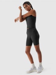 4F Legginsy kolarki treningowe z materiału z recyklingu damskie - czarne S. Czarne legginsy damskie 4f, l, bez wzorów, z dzianiny. W wyprzedaży za 49.99 zł.