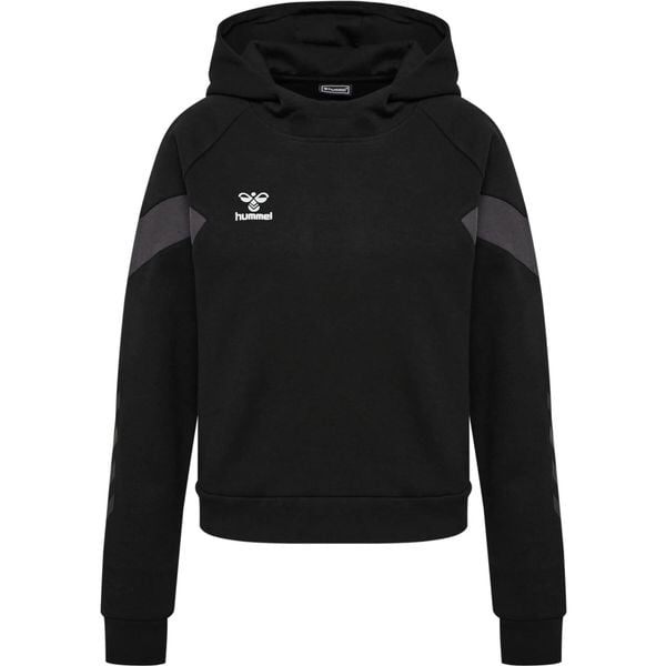 Bluza z kapturem dla kobiet Hummel Travel. Czarne bluzy sportowe damskie HUMMEL, bez wzorów, bez ramiączek, z kapturem. Za 236.50 zł.