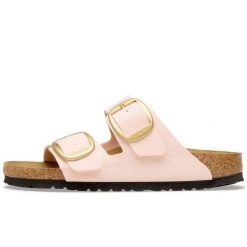 Klapki Birkenstock Arizona Big Buckle Birkibuc Damskie. Czerwone klapki damskie Birkenstock, bez wzorów, z nubiku, bez obcasa. Za 510.45 zł.