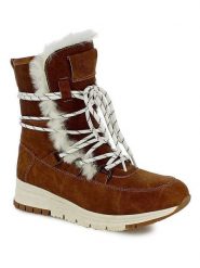 Kimberfeel Kozaki zimowe "Alyssia" w kolorze jasnobrązowym rozmiar: 36. Brązowe kozaki damskie Kimberfeel, z materiału, z okrągłym noskiem, bez obcasa. Za 295.99 zł.
