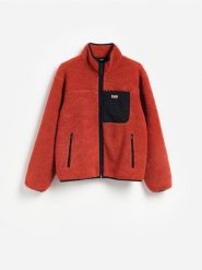 Polarowa bluza ze stójką - pomarańczowy. Brązowe bluzy bez kaptura męskie Reserved, l, z polaru. Za 139.99 zł.