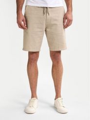 Petrol Industries Szorty materiałowe M-1050-SHO538 Beżowy Slim Fit. Brązowe szorty męskie Petrol Industries, z bawełny, bez kołnierzyka. Za 139.99 zł.