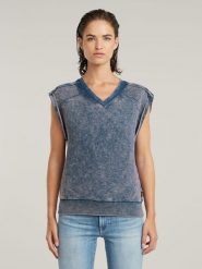 G-Star Koszulka w kolorze niebieskim rozmiar: XS. Niebieskie bluzki damskie G-Star, xs, bez wzorów, z bawełny, retro, bez kołnierzyka, bez ramiączek. Za 143.99 zł.