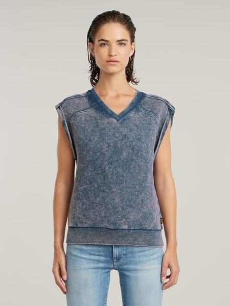 G-Star Koszulka w kolorze niebieskim rozmiar: XS. Niebieskie bluzki damskie G-Star, xs, bez wzorów, z bawełny, retro, bez kołnierzyka, bez ramiączek. Za 143.99 zł.