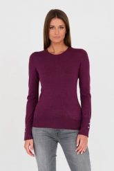 GUESS Bordowy damski cienki sweter. Czerwone swetry klasyczne damskie Guess, s, bez kołnierzyka. W wyprzedaży za 229.99 zł.