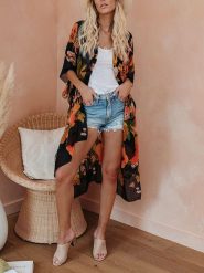 Milan Kiss Kimono w kolorze czarno-pomarańczowym rozmiar: L. Czarne kardigany damskie Milan Kiss, l, bez wzorów. Za 114.17 zł.