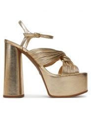 MICHAEL Michael Kors Sandały Alessia 40S5ASHS1M Złoty. Żółte sandały damskie MICHAEL Michael Kors, bez wzorów, ze skóry, bez obcasa, na słupku. Za 809.99 zł.