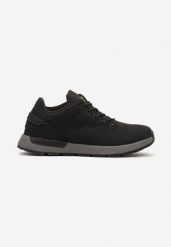 Czarno-Szare Buty Sportowe z Ozdobnymi Przeszyciami Zailuna. Czarne buty sportowe na co dzień męskie Born2be, bez zapięcia. Za 169.99 zł.