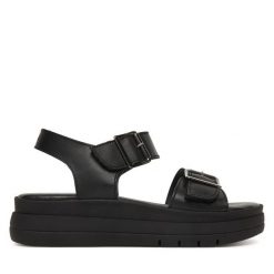 Sandały Tamaris. Czarne sandały damskie Tamaris, bez wzorów, bez obcasa, na płaskiej podeszwie. Za 369.99 zł.