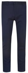 Eleganckie Męskie Spodnie, Zwężane (Slim Fit) – RIGON - Granatowe, Drobna Faktura. Spodnie materiałowe męskie Rigon, bez wzorów, z elastanu, eleganckie. Za 179.00 zł.
