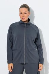 Damskie Bluza rozpinana chłodząca stójka długi rękaw. Szare bluzy bez kaptura damskie Ulla Popken, plus size, z dresówki. Za 349.99 zł.