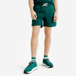 Spodenki płócienne męskie Elementals. Zielone szorty męskie Decathlon, bez wzorów, z materiału. Za 89.99 zł.