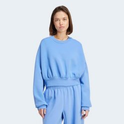 Szeroka bluza ADIDAS ALL SZN. Niebieskie bluzy bez kaptura damskie Adidas, l, z bawełny. Za 289.99 zł.