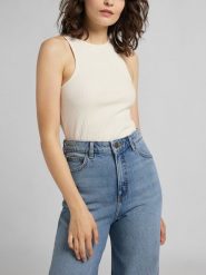 LEE RIBBED TANK DAMSKI TOP BEZRĘKAWNIK ECRU L44QPJNQ 112109960. Topy damskie Lee, l, bez wzorów, bez kołnierzyka. Za 99.99 zł.