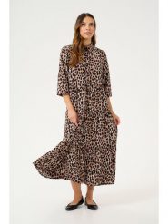 Cream Sukienka "Muni" w kolorze jasnobrązowo-czarnym rozmiar: S/M. Brązowe sukienki damskie Cream, m, bez wzorów, bez kołnierzyka, bez ramiączek, maxi. Za 180.06 zł.
