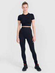 4F Legginsy treningowe bezszwowe damskie - czarne M/L. Czarne legginsy damskie 4f, l, bez wzorów, z dzianiny. W wyprzedaży za 99.99 zł.