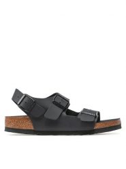Birkenstock Sandały Milano 1024998 Czarny. Czarne sandały damskie Birkenstock, bez wzorów, ze skóry, bez obcasa, na płaskiej podeszwie. Za 319.99 zł.