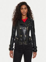 Guess Kurtka skórzana W4YL33 K8S30 Czarny Regular Fit. Czarne kurtki damskie Guess, s, z aplikacjami, z syntetyku, bez kaptura. Za 629.99 zł.