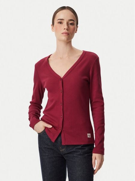 Calvin Klein Jeans Bluzka LV047G207G Bordowy Regular Fit. Czerwone bluzki damskie Calvin Klein Jeans, s, bez wzorów, z bawełny, bez ramiączek. Za 249.99 zł.