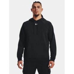 Bluza fitness męska UNDER ARMOUR Rival Fleece Hoodie z kapturem. Czarne bluzy sportowe męskie Under Armour, bez wzorów, sportowe, bez kołnierzyka, bez ramiączek. W wyprzedaży za 163.50 zł.