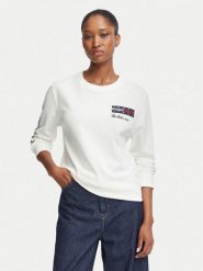 Tommy Jeans Bluzka DW0DW23807 Biały Relaxed Fit. Białe bluzki damskie Tommy Jeans, m, bez wzorów, z bawełny, bez kołnierzyka, bez ramiączek. Za 264.99 zł.