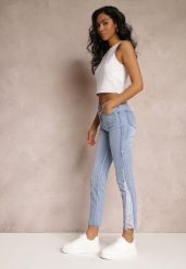 Niebieskie Jeansy Skinny z Regularnym Stanem i Przetarciami Darionna. Niebieskie jeansy damskie Renee. Za 44.99 zł.