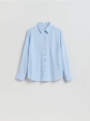 Koszula z wiskozą - jasnoniebieski. Niebieskie koszule damskie Reserved, l, bez wzorów, z lyocellu, bez kołnierzyka, bez ramiączek. Za 89.99 zł.