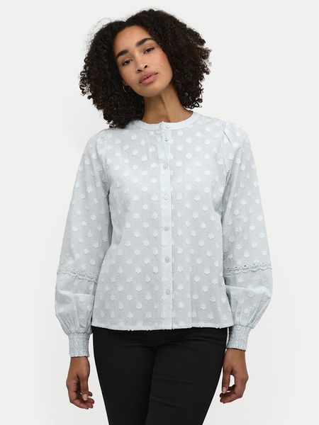 Kaffe Koszula Enya 10509091 Niebieski Regular Fit. Niebieskie koszule damskie Kaffe, bez wzorów, z bawełny, bez kołnierzyka, bez ramiączek. Za 129.99 zł.