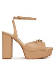 TWINSET Sandały 251TCP122 Brązowy. Brązowe sandały damskie Twinset, bez wzorów, ze skóry, bez obcasa, na słupku. Za 609.99 zł.
