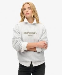 Superdry Sport Luxe Loose Crew bluza damska - Cadet Grey Marl. Szare bluzy sportowe damskie Superdry., bez wzorów, z bawełny, bez ramiączek, bez kaptura. Za 281.20 zł.