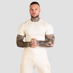 Koszulka męska fitness slim TRN. Białe t-shirty sportowe męskie GYMBEAM, m, z bawełny, bez ramiączek, na fitness i siłownię. Za 72.90 zł.