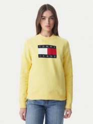 Tommy Jeans Bluza Flag DW0DW22564 Żółty jasny Regular Fit. Żółte bluzy bez kaptura damskie Tommy Jeans, m, z bawełny. Za 409.99 zł.