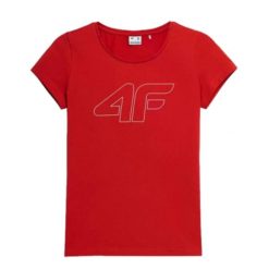 Koszulka Damska 4F. Czerwone bluzki sportowe damskie 4f, bez kołnierzyka, bez ramiączek. Za 66.99 zł.