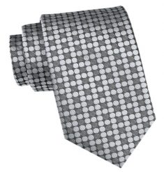 Męski Krawat - Angelo di Monti - Srebrny w Gęste Grochy. Szare krawaty i muchy męskie Angelo di Monti, bez wzorów, z tkaniny, eleganckie. Za 45.00 zł.