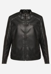 Czarna Kurtka Ramoneska w Motocyklowym Stylu ze Stójką i Kieszeniami Zinmina. Czarne kurtki męskie Born2be, m, bez wzorów, z jeansu, wizytowe, bez kaptura. Za 129.99 zł.