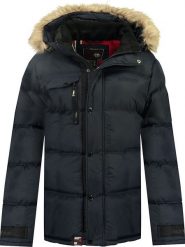 Geographical Norway Kurtka zimowa "Bonapart" w kolorze granatowym rozmiar: L. Niebieskie kurtki damskie Geographical Norway, na zimę, l, bez wzorów, z puchu, bez kaptura. Za 202.03 zł.