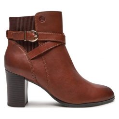 Botki Caprice. Brązowe botki damskie Caprice, bez obcasa, na słupku, bez zapięcia. Za 509.99 zł.