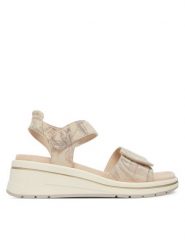 Caprice Sandały 9-28305-46 Beżowy. Brązowe sandały damskie Caprice, bez wzorów, ze skóry, bez obcasa, na koturnie. Za 228.99 zł.