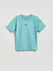 Bawełniany t-shirt - miętowy. Zielone koszulki dziewczęce Reserved, bez wzorów, z bawełny, bez ramiączek. Za 19.99 zł.