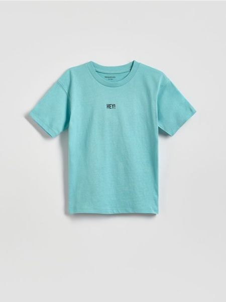Bawełniany t-shirt - miętowy. Zielone koszulki dziewczęce Reserved, bez wzorów, z bawełny, bez ramiączek. Za 19.99 zł.