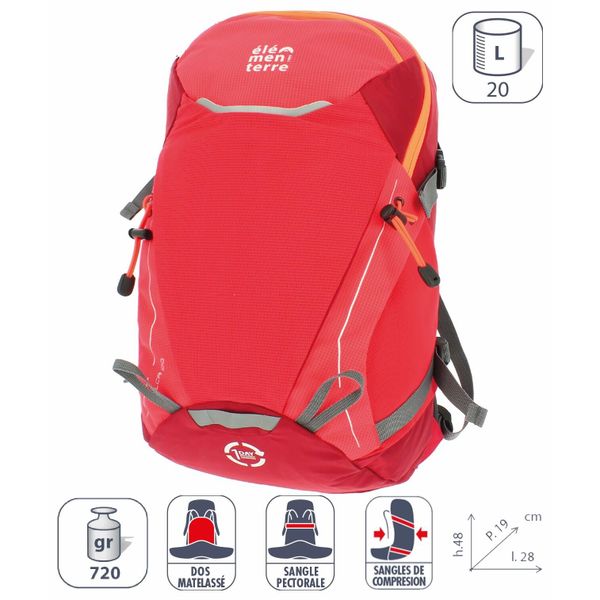 Plecak Elementerre talca 20 l. Czerwone plecaki damskie Elementerre, bez wzorów, sportowe. Za 255.10 zł.