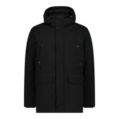 Długa kurtka narciarska z kapturem CMP. Czarne kurtki męskie CMP, bez wzorów, sportowe, z kapturem. Za 669.00 zł.