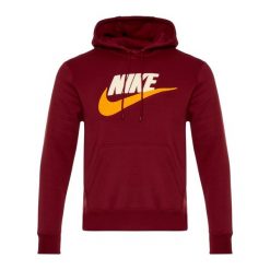 Bluza męska Nike Club Fleece Hoodie. Czerwone bluzy bez kaptura męskie Nike, bez wzorów, sportowe, bez kołnierzyka, bez ramiączek. Za 309.99 zł.