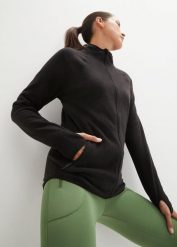 Bluza rozpinana z polaru, z kieszeniami z zamkiem. Czarne bluzy bez kaptura damskie bonprix, z polaru. Za 129.99 zł.