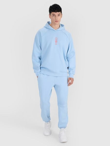 4F Spodnie dresowe joggery męskie - niebieskie XL. Niebieskie spodnie dresowe męskie 4f, bez wzorów, z bawełny. W wyprzedaży za 99.99 zł.