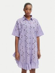 Iconique Sukienka letnia Emily IC26-001 Fioletowy jasny Relaxed Fit. Fioletowe sukienki damskie Iconique, na lato, m, bez wzorów, z bawełny, bez kołnierzyka, bez ramiączek. Za 469.99 zł.