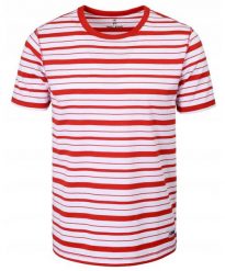 T-Shirt (Koszulka) Męska - Pako Jeans - Biało-Czerwona w Prążek. Czerwone t-shirty męskie Pako Jeans, l, bez wzorów, z bawełny, bez kołnierzyka. Za 89.00 zł.