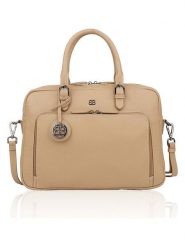 Bellicci Skórzana aktówka "Cameron" w kolorze beżowym - 40 x 28 x 7 cm rozmiar: onesize. Brązowe aktówki damskie Bellicci, z materiału. Za 295.99 zł.