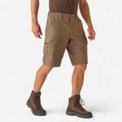 Bermudy outdoor Solognac 500. Brązowe szorty męskie SOLOGNAC, bez wzorów, z bawełny, sportowe. Za 79.99 zł.