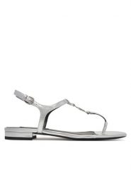 KARL LAGERFELD Sandały KL82515 Srebrny. Szare sandały damskie Karl Lagerfeld, bez wzorów, ze skóry, bez obcasa, na płaskiej podeszwie. Za 379.99 zł.